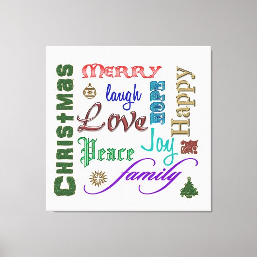 Weihnachtswortkunst Leinwanddruck (Vorderseite)