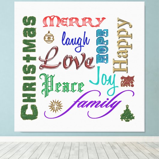 Weihnachtswortkunst Leinwanddruck (Insitu (Holzboden))