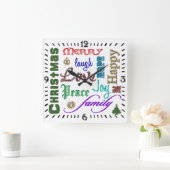 Weihnachtswortkunst Quadratische Wanduhr (Zuhause)