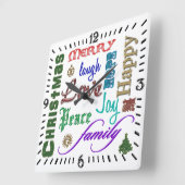 Weihnachtswortkunst Quadratische Wanduhr (Winkel)