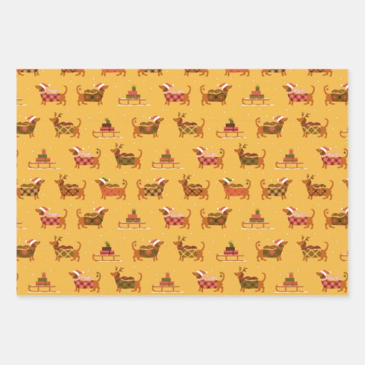 Weihnachtswrapping Dackel Paper Set 3 Geschenkpapier Set (Vorderseite 3)
