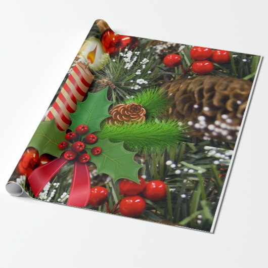 Weihnachtswrapping Paper Candle Geschenkpapier (Ungerollt)