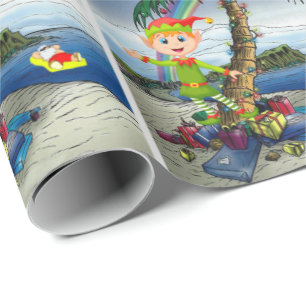 Weihnachtswrapping Paper Elf Beach Geschenkpapier