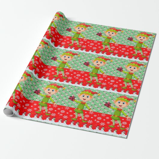 Weihnachtswrapping Paper Elf Geschenkpapier (Ungerollt)