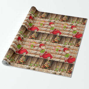 Weihnachtswrapping Paper Elf Geschenkpapier