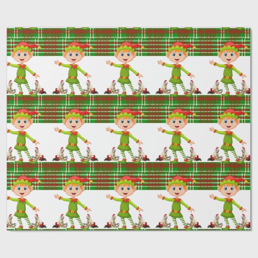 Weihnachtswrapping Paper Elf Geschenkpapier (Flach)
