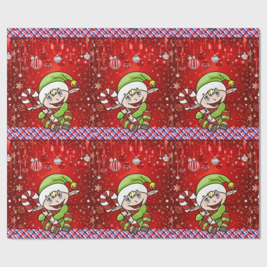 Weihnachtswrapping Paper Elf Geschenkpapier (Flach)