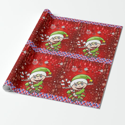 Weihnachtswrapping Paper Elf Geschenkpapier (Ungerollt)
