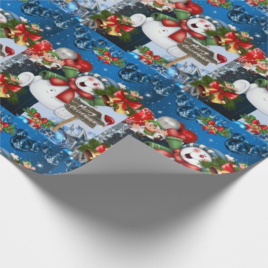 Weihnachtswrapping Paper Elf Snowman Geschenkpapier (Ecke)