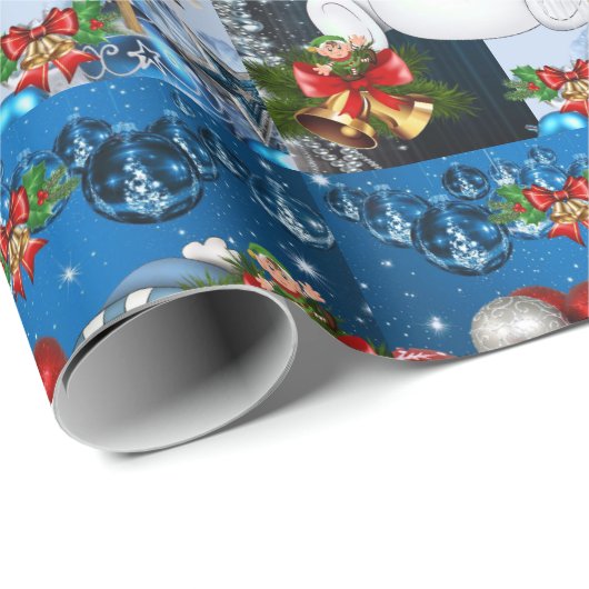 Weihnachtswrapping Paper Elf Snowman Geschenkpapier (Rolleneckpunkt)