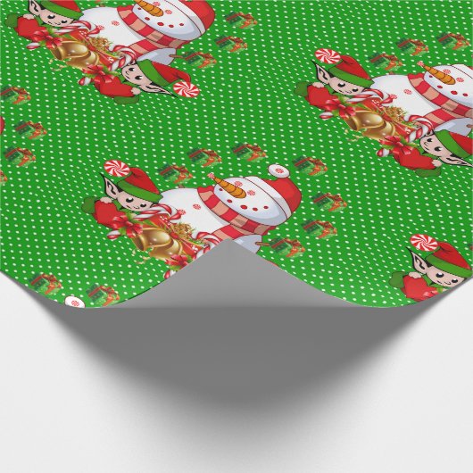 Weihnachtswrapping Paper Elf Snowman Geschenkpapier (Ecke)