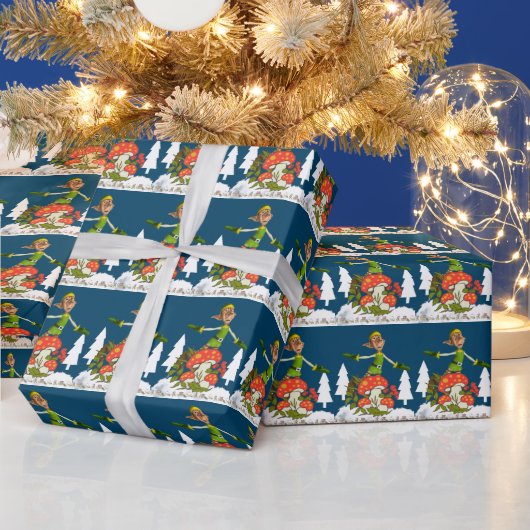 Weihnachtswrapping Paper Elf White Tree Geschenkpapier (Feiertage)