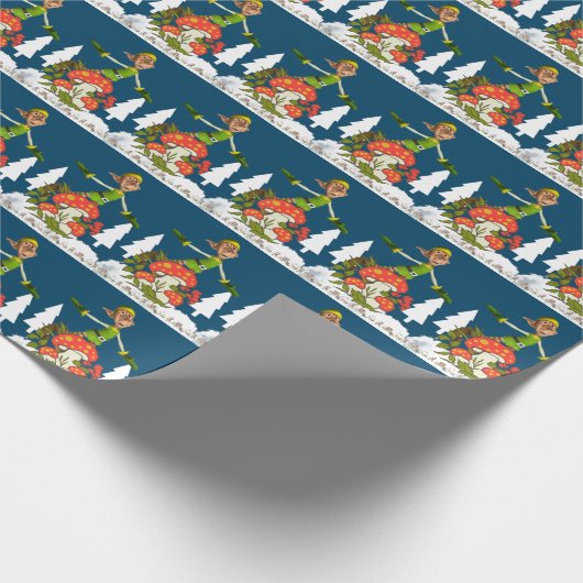 Weihnachtswrapping Paper Elf White Tree Geschenkpapier (Ecke)