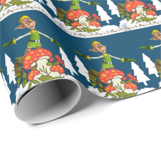 Weihnachtswrapping Paper Elf White Tree Geschenkpapier (Rolleneckpunkt)