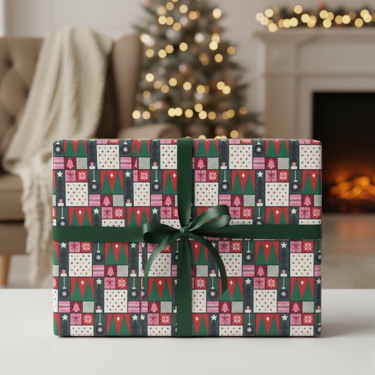 Weihnachtswrapping Paper "Festive Mosaic" Geschenkpapier