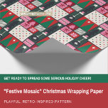 Weihnachtswrapping Paper "Festive Mosaic" Geschenkpapier<br><div class="desc">Machen Sie sich bereit, ein paar ernsthafte Feiertagssjubeln zu verbreiten! Dieses "festliche Mosaikpapier" zeigt ein spielerisch inspiriertes Muster aus Polka-Punkten, Weihnachtsbäumen, Sternen und Glocken, die alle in einem hübschen Flickwerk angeordnet sind. Die fröhliche Mischung aus lebendigen Farben und skurrilen Grafiken verleiht Ihren Geschenken eine Touch nostalgischer Unterhaltung und macht sie...</div>