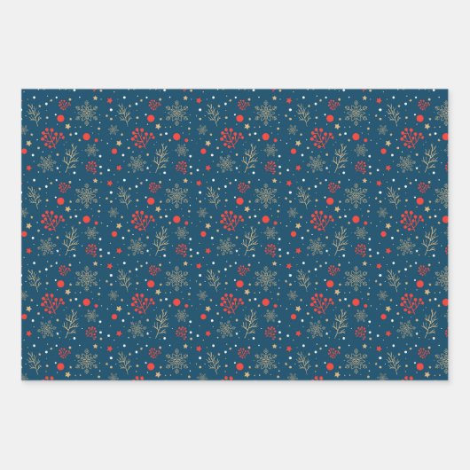 Weihnachtswrapping Paper Flat Sheet Set 3 Geschenkpapier Set (Vorderseite 3)