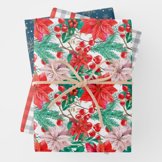 Weihnachtswrapping Paper Flat Sheet Set 3 Geschenkpapier Set (Beispiel)