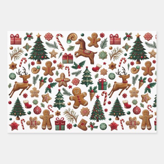 Weihnachtswrapping Paper Flat Sheet Set 3 Geschenkpapier Set (Vorderseite 2)