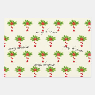 Weihnachtswrapping Paper Flat Sheet Set 3 Geschenkpapier Set