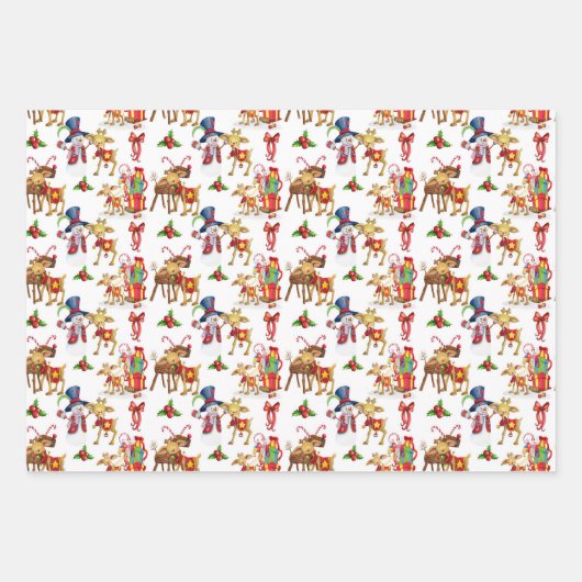Weihnachtswrapping Paper Flat Sheet Set 3 Geschenkpapier Set (Vorderseite 3)