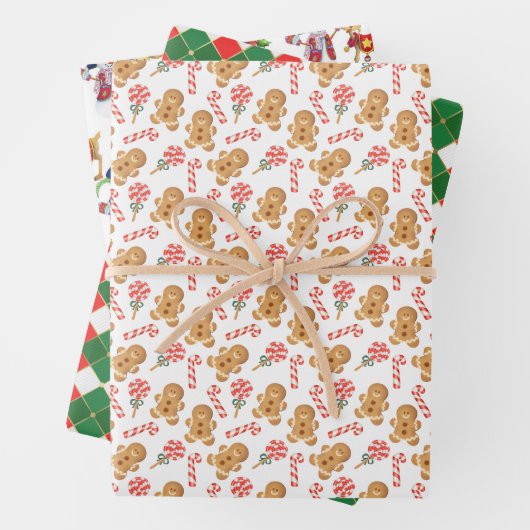 Weihnachtswrapping Paper Flat Sheet Set 3 Geschenkpapier Set (Beispiel)