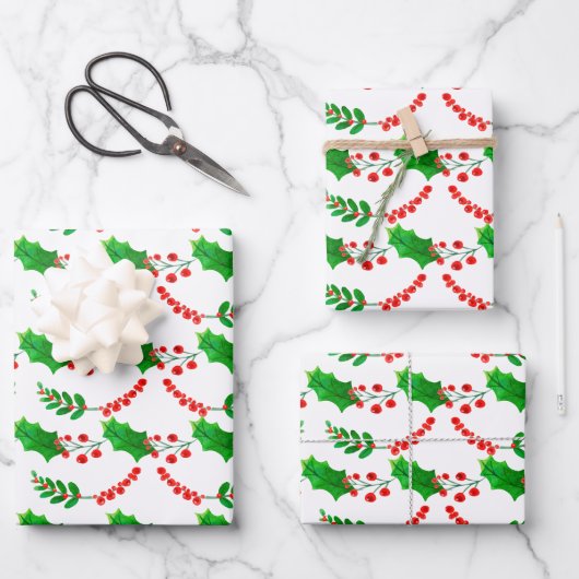 Weihnachtswrapping Paper Flat Sheet Set 3 Geschenkpapier Set (Vorderseite)