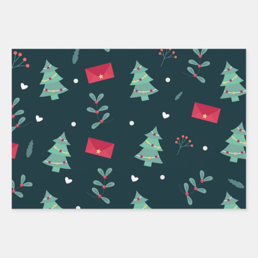 Weihnachtswrapping Paper Flat Sheet Set 3 Geschenkpapier Set (Vorderseite 2)