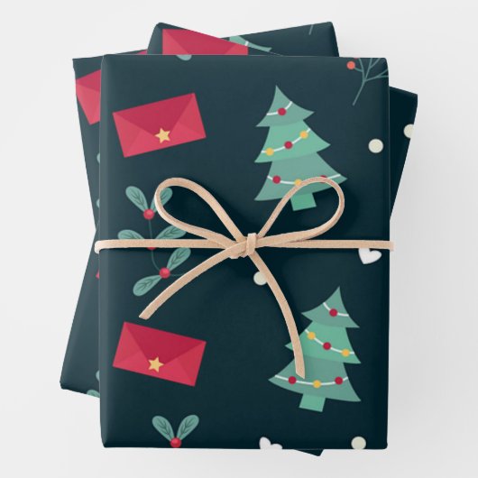 Weihnachtswrapping Paper Flat Sheet Set 3 Geschenkpapier Set (Beispiel)