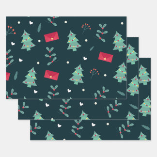 Weihnachtswrapping Paper Flat Sheet Set 3 Geschenkpapier Set