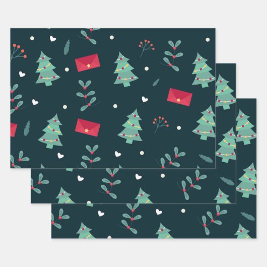 Weihnachtswrapping Paper Flat Sheet Set 3 Geschenkpapier Set (Set)