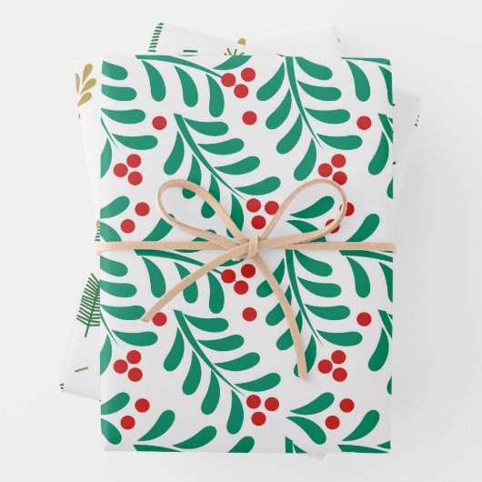 Weihnachtswrapping Paper Flat Sheet Set 3 Geschenkpapier Set (Beispiel)