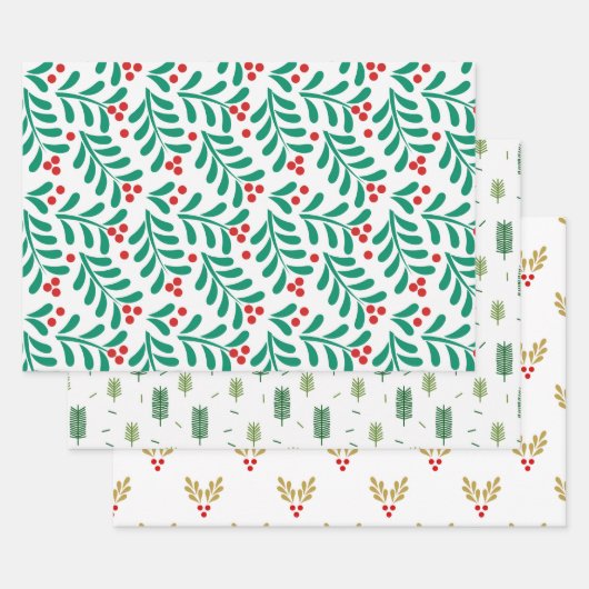 Weihnachtswrapping Paper Flat Sheet Set 3 Geschenkpapier Set (Set)