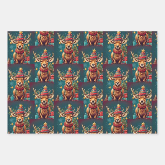 Weihnachtswrapping Paper Flat Sheet Set 3 Geschenkpapier Set (Vorderseite 2)