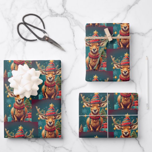 Weihnachtswrapping Paper Flat Sheet Set 3 Geschenkpapier Set (Vorderseite)
