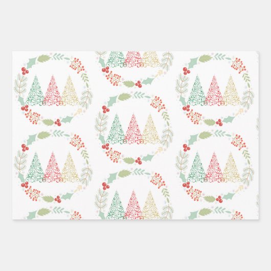 Weihnachtswrapping Paper Flat Sheet Set 3 Geschenkpapier Set (Vorderseite 3)