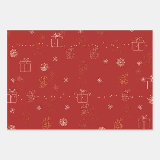 Weihnachtswrapping Paper Flat Sheet Set 3 Geschenkpapier Set (Vorderseite 2)