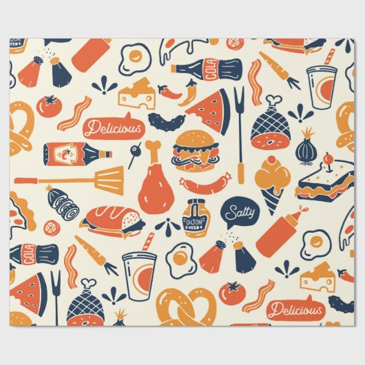 Weihnachtswrapping Paper: Food Pattern Geschenkwra Geschenkpapier (Flach)