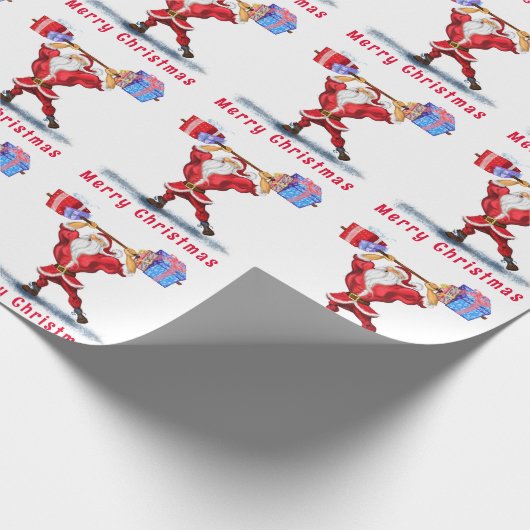 Weihnachtswrapping Paper Funny Santa Bodybuilder Geschenkpapier (Ecke)