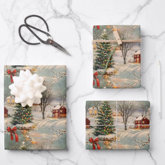 Weihnachtswrapping Paper Geschenkpapier Set (Vorderseite)