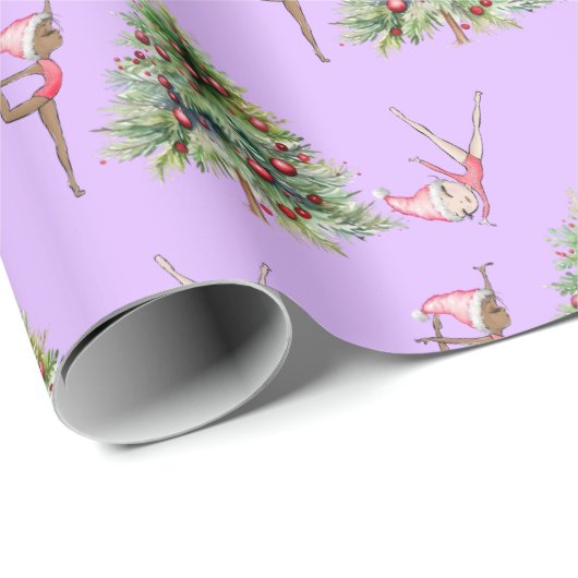 Weihnachtswrapping Paper Gymnastik Lila Urlaub Geschenkpapier (Rolleneckpunkt)