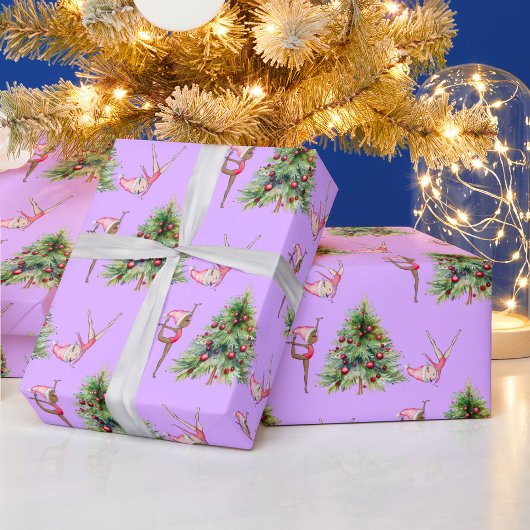 Weihnachtswrapping Paper Gymnastik Lila Urlaub Geschenkpapier