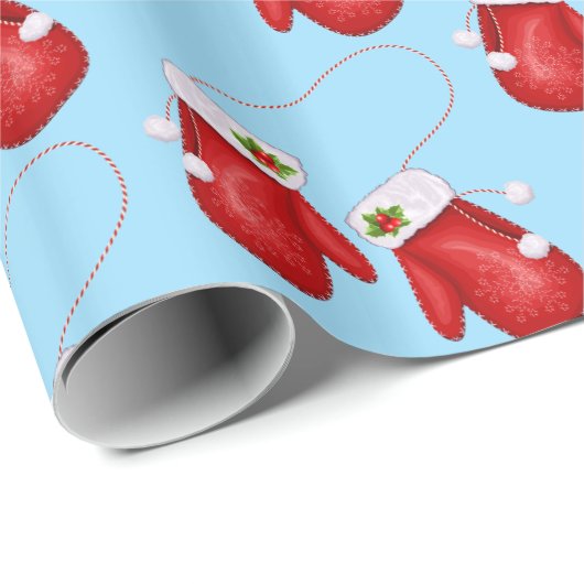 Weihnachtswrapping Paper Holiday Mittens Geschenkpapier (Rolleneckpunkt)