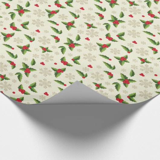 Weihnachtswrapping Paper-Holly Geschenkpapier (Ecke)