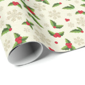 Weihnachtswrapping Paper-Holly Geschenkpapier (Rolleneckpunkt)