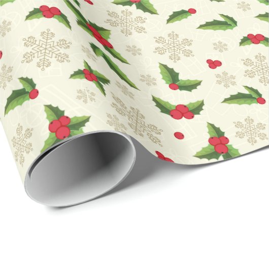 Weihnachtswrapping Paper-Holly Geschenkpapier (Rolleneckpunkt)