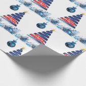 Weihnachtswrapping Paper Merry Blue Tree Geschenkpapier (Ecke)