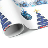Weihnachtswrapping Paper Merry Blue Tree Geschenkpapier (Rolleneckpunkt)