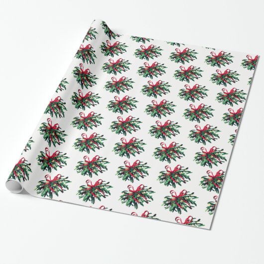Weihnachtswrapping Paper-Mistletoe Geschenkpapier (Ungerollt)