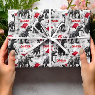 Weihnachtswrapping Paper Personalisiert Dinosaurie Geschenkpapier